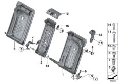 Каркас подушки заднего сиденья для BMW F26 X4 20iX N20 (схема запасных частей)