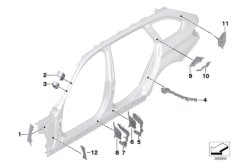 Детали из шумопогл.матер.в полост.боков. для BMW F31 330dX N57N (схема запасных частей)