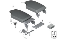 Подлокотник на центральной консоли для BMW F82 M4 S55 (схема запасных частей)