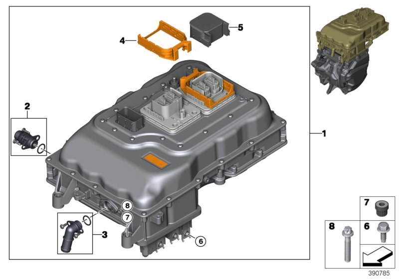 Электронный блок электромашин для BMW I01N i3 94Ah Rex XB4 (схема запчастей)