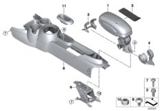 Дооснащение среднего подлокотника Пд для BMW F57 JCW B48 (схема запасных частей)