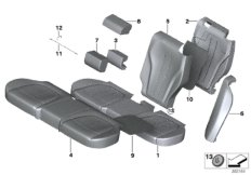Мягкая часть и обивка заднего сиденья для BMW F85 X5 M S63R (схема запасных частей)