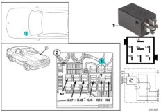 Реле аварийного светового сигнала K16 для BMW E36 318ti M42 (схема запасных частей)
