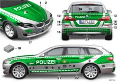 Наклейка на полицейский автомобиль для BMW F11N 520d N47N (схема запасных частей)