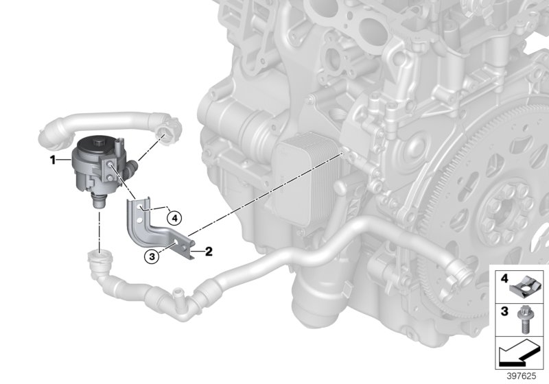 Электрический насос ОЖ / крепление для MINI F60 Cooper B36 (схема запчастей)