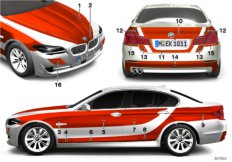 Наклейка скорой помощи для BMW F10N 550iX N63N (схема запасных частей)