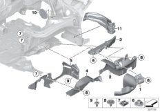 Дополнительные элементы моторного отсека для BMW F31 330d N57N (схема запасных частей)