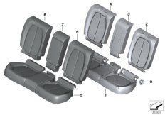 Набивка и обивка базового сиденья Зд для BMW F45N 218i B38C (схема запасных частей)