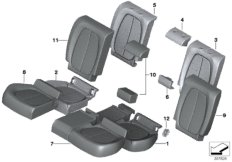 Мягкая часть и обивка заднего сиденья для BMW F48N X1 18i B32 (схема запасных частей)