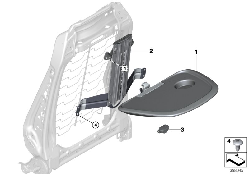 Откидной столик переднего сиденья для BMW F48 X1 20iX B48C (схема запчастей)