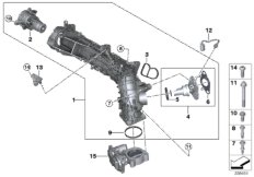 Система впуска AGR с упр.заслонками для BMW R60 Cooper D 1.6 N47N (схема запасных частей)
