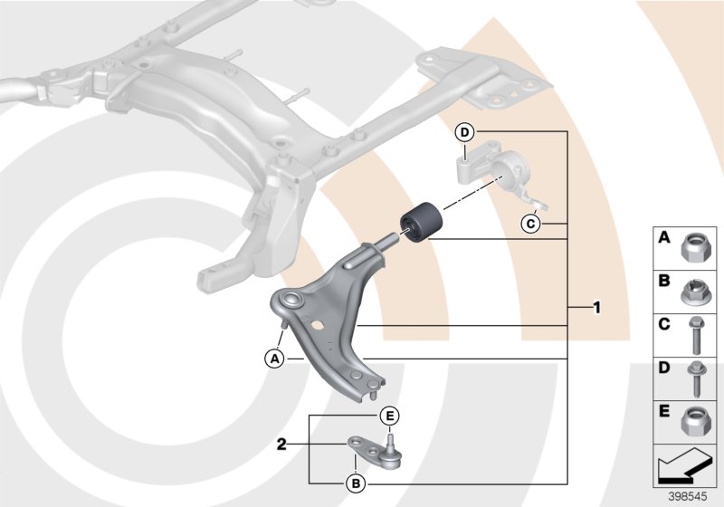 Ремкомплекты поперечн.рычагов подвески для BMW R55N Cooper N16 (схема запчастей)
