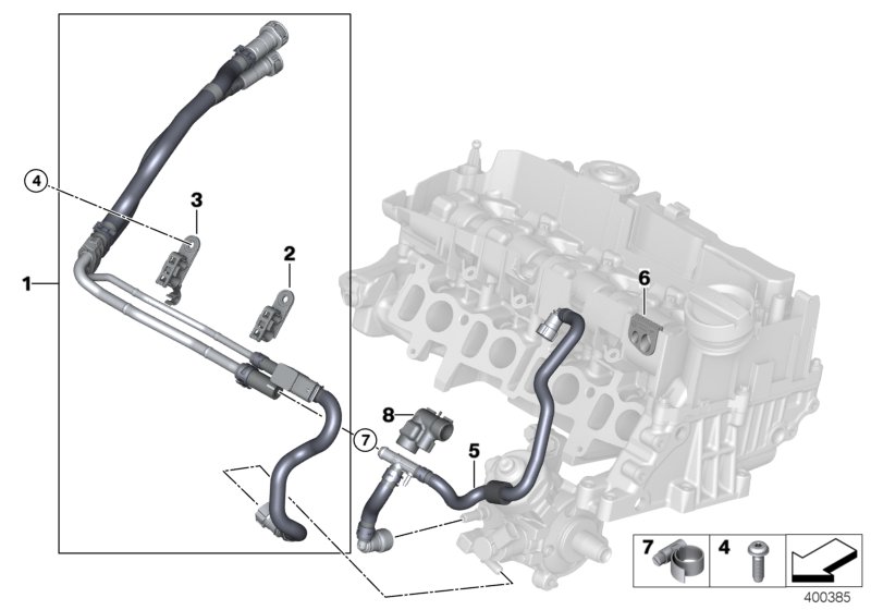 Топливопроводы/элементы крепления для BMW F56 Cooper D B37 (схема запчастей)