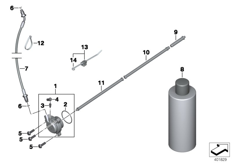 Привод управления сцеплением для MOTO K52 R 1250 RT 19 (0J61, 0J63) 0 (схема запчастей)