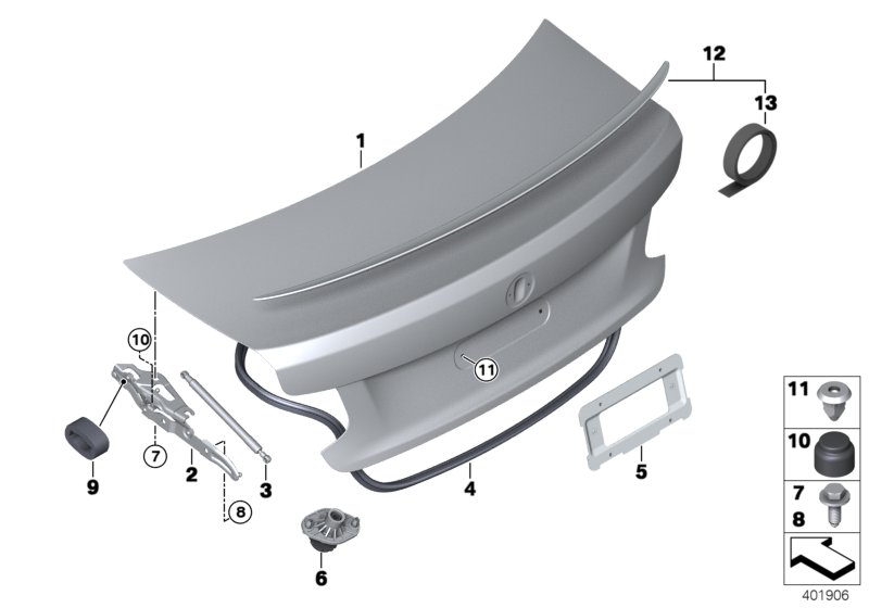 багажная дверь для BMW MOSP M235i Racing N55 (схема запчастей)