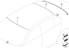 Остекление, дополнительные элементы для BMW F01 730i N52N (схема запасных частей)