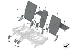 Накладки подушки заднего сиденья для BMW F45N 218i B38C (схема запасных частей)