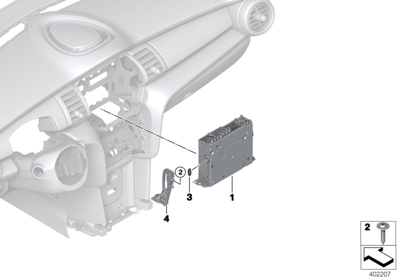 Базовое головное устройство Media для BMW F54 Cooper S ALL4 B48C (схема запчастей)