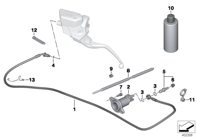 Привод управления сцеплением для BMW K21 R nineT (0A06, 0A16) 0 (схема запчастей)