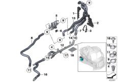 Шланги ОЖ автономной системы отопления для BMW F11N 535iX N55 (схема запасных частей)