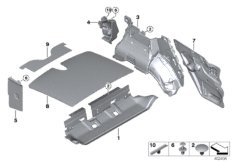 Звукоизоляция Зд для BMW E71 X6 35dX M57N2 (схема запасных частей)
