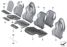 Набивка и обивка передн.сиденья для BMW F86 X6 M S63R (схема запасных частей)
