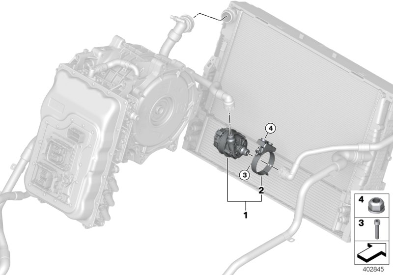 Система охлаждения-насос ОЖ для BMW I12 i8 B38 (схема запчастей)