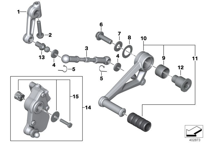 Внешние элементы механизма ПП для BMW K50 R 1200 GS 17 (0A51, 0A61) 0 (схема запчастей)