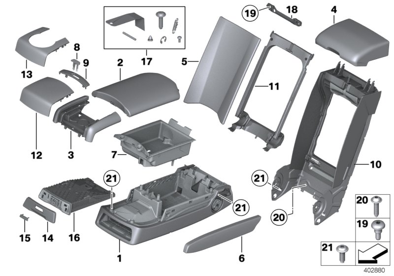 Средний подлокотник сиденья Зд для ROLLS-ROYCE RR4 Ghost N74R (схема запчастей)
