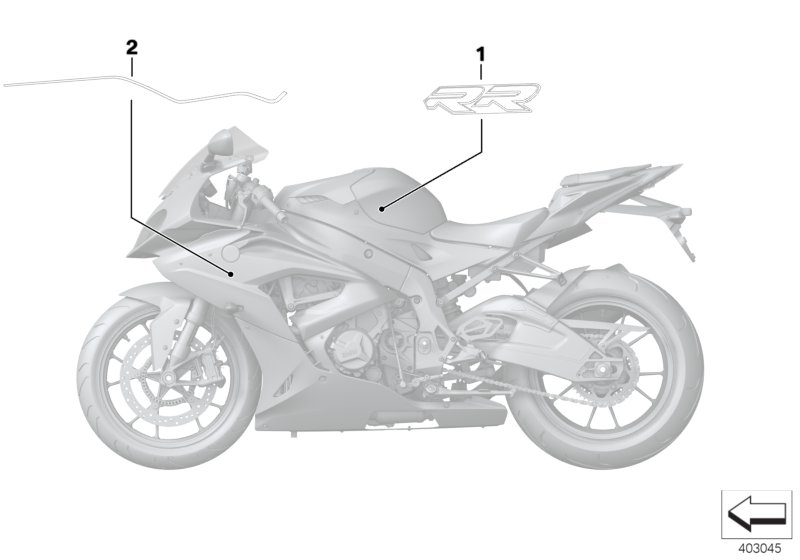 Наклейка на боковую часть облицовки для BMW K46 S 1000 RR 15 (0D10,0D21) 0 (схема запчастей)