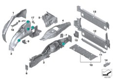Брызговик Зд/детали днища для BMW F15 X5 35iX N55 (схема запасных частей)