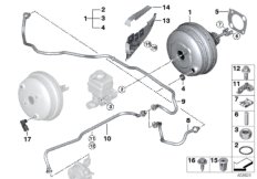 Вакуумный усилитель тормозов для BMW F15 X5 35iX N55 (схема запасных частей)