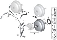 Вакуумный усилитель тормозов для BMW F16 X6 50iX 4.4 N63N (схема запасных частей)