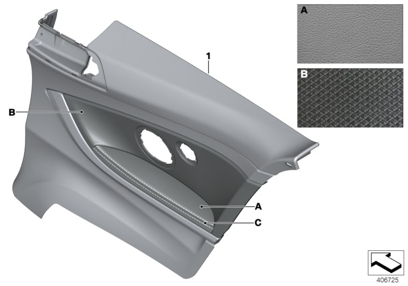 Индивидуальная боковая обшивка кожа для BMW F32 418i B38 (схема запчастей)