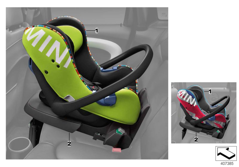 Детское сиденье BMW Baby Seat 0+ для BMW R55N Cooper SD N47N (схема запчастей)