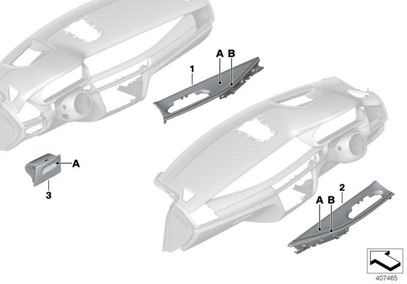 Панель приборов Individual,доп.элементы для BMW F15 X5 30dX N57N (схема запчастей)