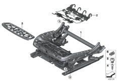 Каркас подушки переднего сиденья для ROLLS-ROYCE RR4 Ghost EWB N74R (схема запасных частей)