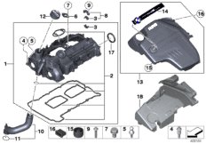 Крышка головки блока цилиндров для BMW F15 X5 40eX N20 (схема запасных частей)