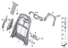 Каркас спинки переднего сиденья для ROLLS-ROYCE RR4 Ghost EWB N74R (схема запасных частей)