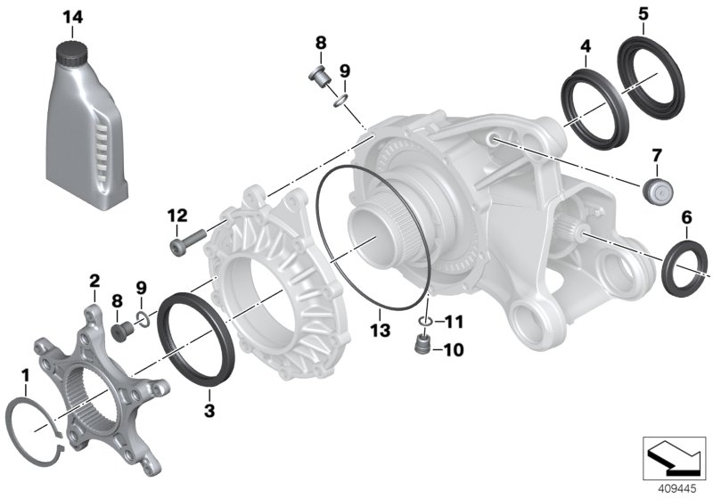Детали углового редуктора для BMW K51 R 1250 GS Adv. (0J51, 0J53) 0 (схема запчастей)