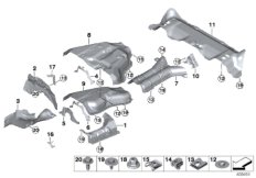 Теплоизоляция для BMW F16 X6 50iX 4.4 N63N (схема запасных частей)