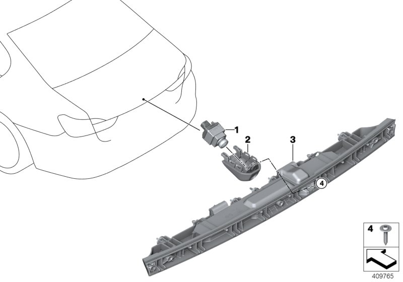 Видеокамера заднего хода для BMW G12 730Li B48 (схема запчастей)