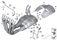 Детали системы выпуска ОГ с креплением для BMW K46 S 1000 RR 10 (0507,0517) 0 (схема запасных частей)