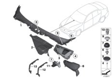 Обшивка обтекателя Наруж для BMW F32 418i B38 (схема запасных частей)