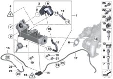 Система нейтрализации ОГ, охлаждение для BMW F11N 525d N47S1 (схема запасных частей)