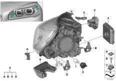 Детали светодиодной фары для BMW F46 218i B38 (схема запасных частей)