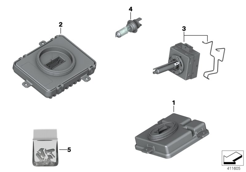 Фары: электронные детали/лампы для BMW K61 K 1600 Bagger (0F51, 0F53) 0 (схема запчастей)
