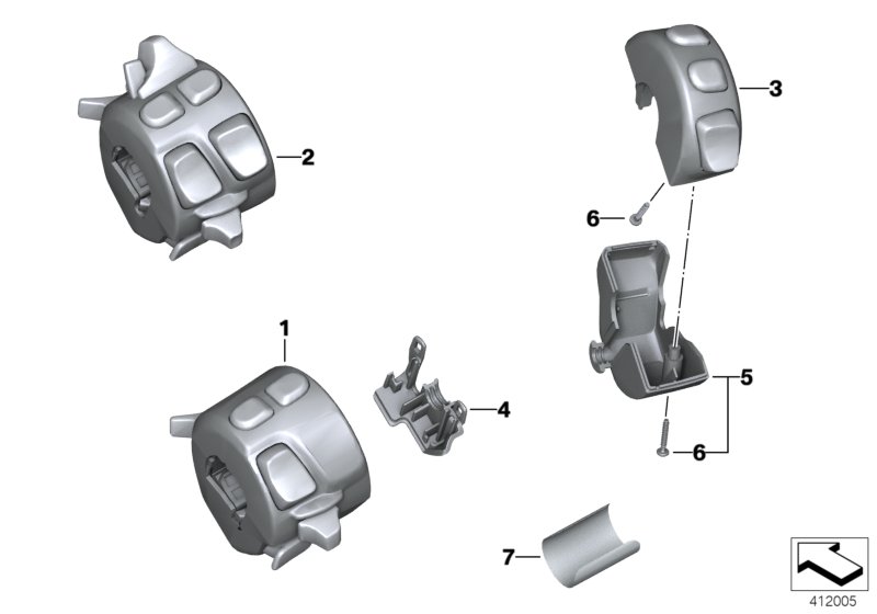 Комбинированный выключатель на руле для BMW K40 K 1300 S (0508,0509) 0 (схема запчастей)