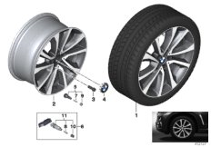 Л/c диск BMW с V-обр.спиц.диз.595 - 19'' для BMW F16 X6 50iX 4.4 N63N (схема запасных частей)