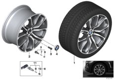 Л/c диск BMW с V-обр.спиц.диз.597 - 20'' для BMW F16 X6 M50dX N57X (схема запасных частей)